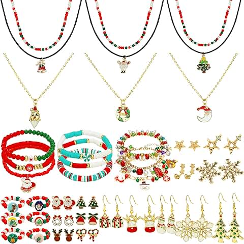 Gold Jewelry Set for Women with Necklace, Bracelet, Earrings