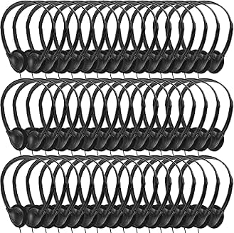 50 Pack Wired Adjustable Earphones for Kids and Teens
