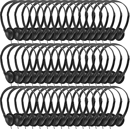 50 Pack Wired Adjustable Earphones for Kids and Teens