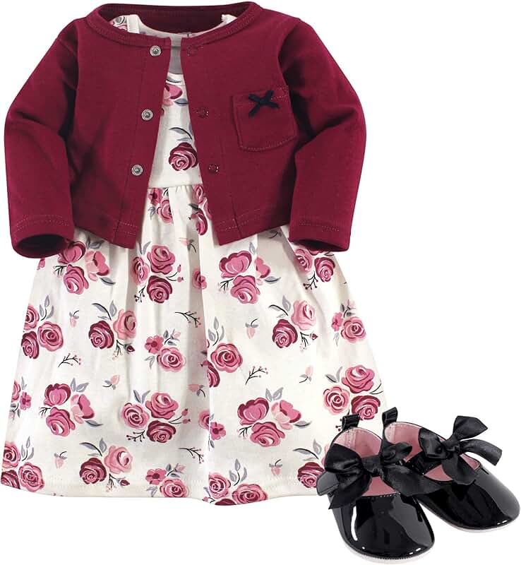 Baby Girl Cotton Dress with Cardigan and Shoes