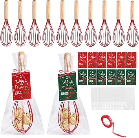 12 Christmas Baking Whisk Sets with Cards and Bags