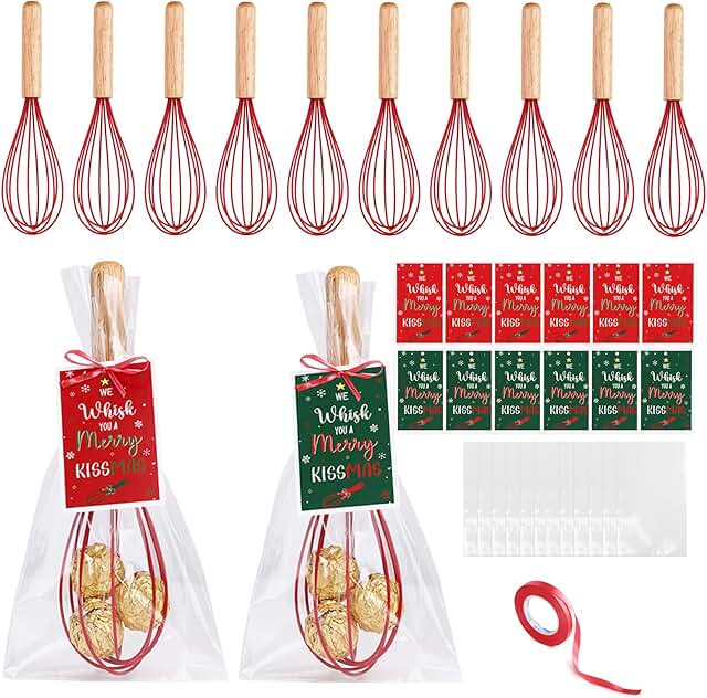 12 Christmas Baking Whisk Sets with Cards and Bags