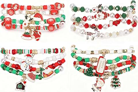 Set of 16 Christmas-themed bracelets for women
