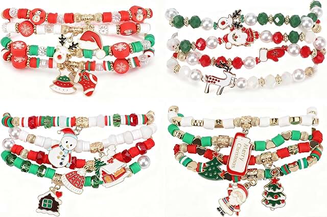 Set of 16 Christmas-themed bracelets for women