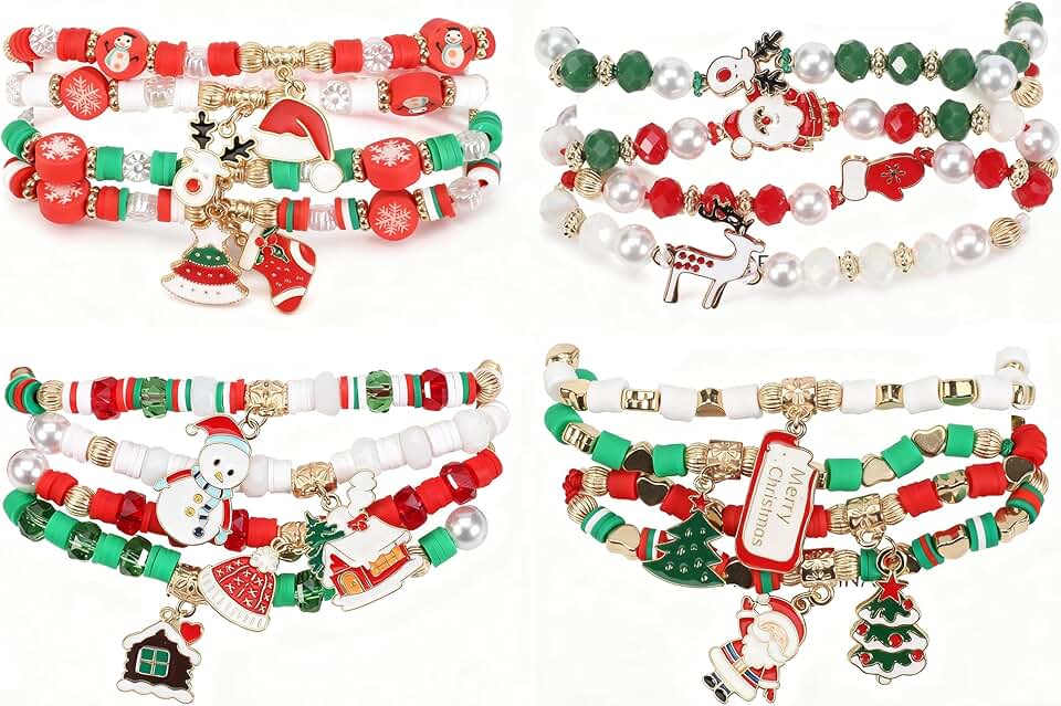 Set of 16 Christmas-themed bracelets for women