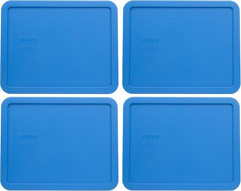 Set of four marine blue food storage lids