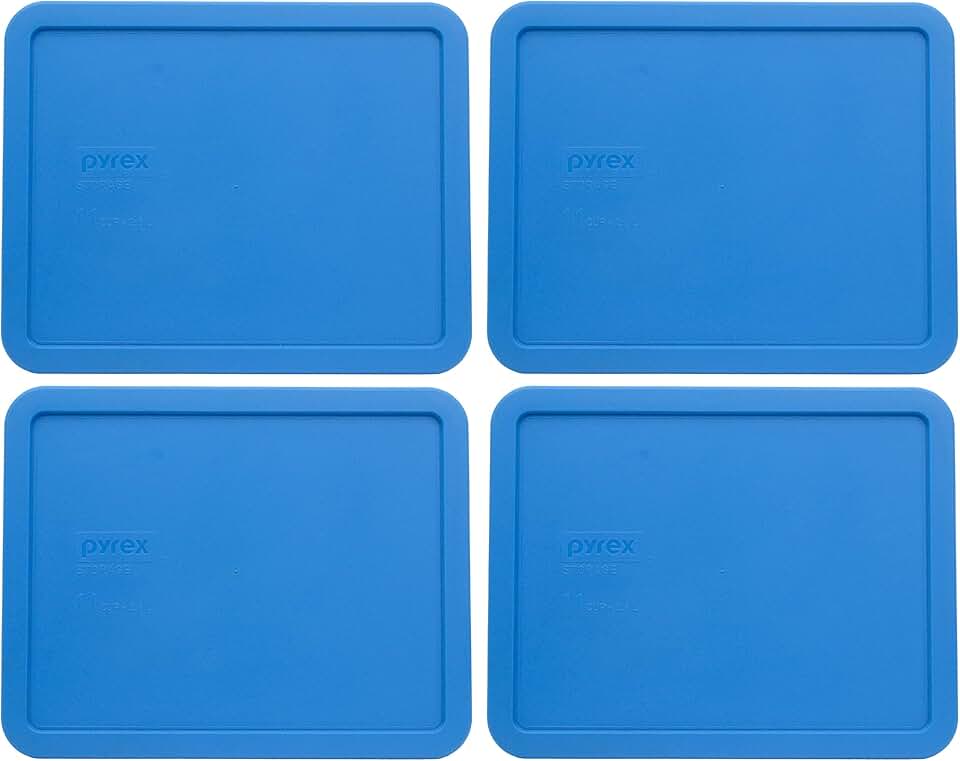 Set of four marine blue food storage lids