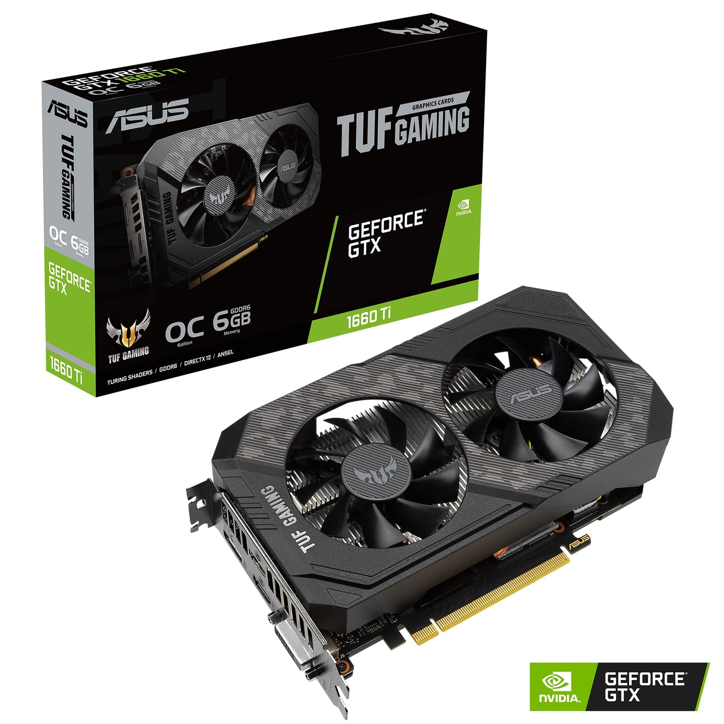 TUF Gaming NVIDIA GeForce GTX 1660 Ti EVO OC Edition Graphics Card (PCIe 3.0, 6GB GDDR6, HDMI 2.0b, DisplayPort 1.4, Space-Grade Lubricant, Compact Design, GPU Tweak II)