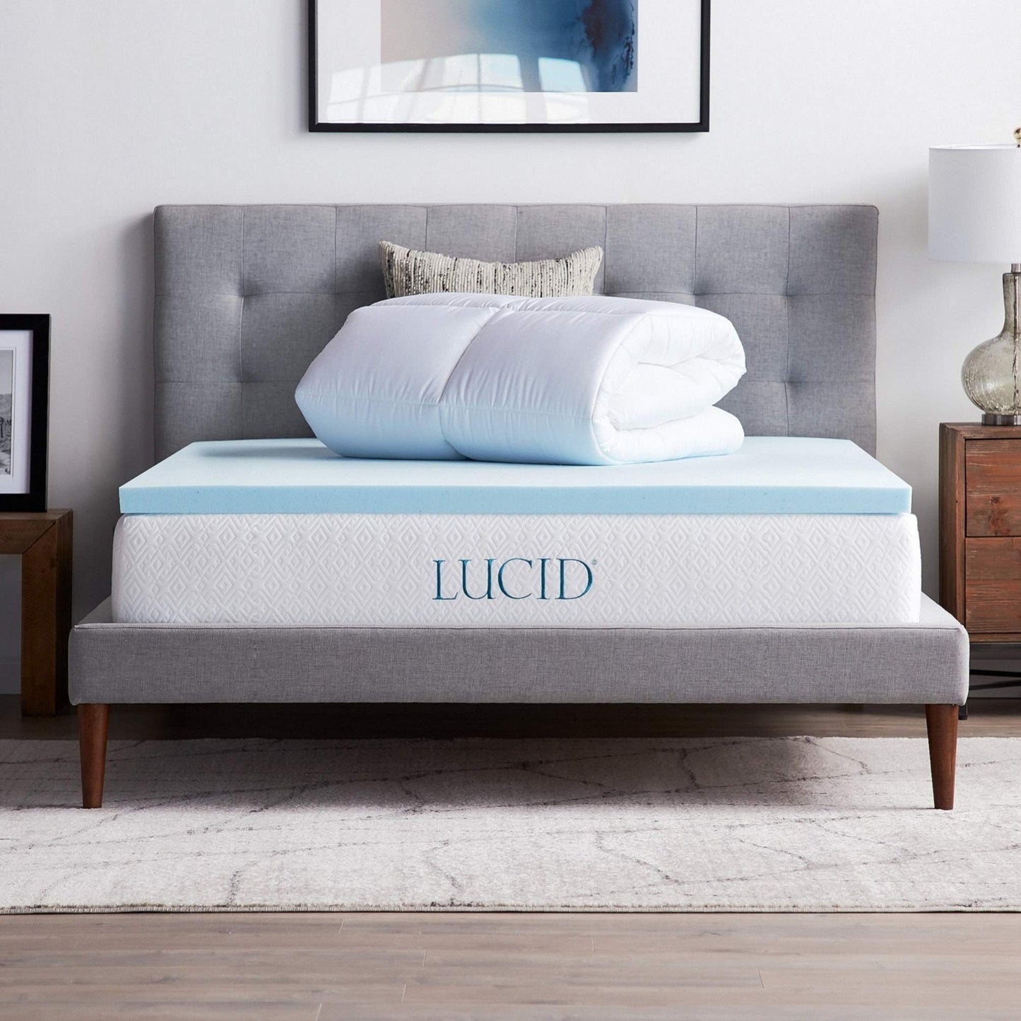 4 Inch Down Alternative and Gel Memory Foam Mattress Topper  Three Toppers In One  Full  White