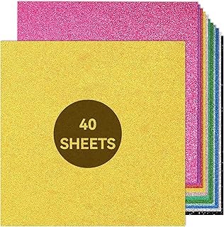 12x12 Glitter Colored Cardstock for Crafts, Scrapbooking