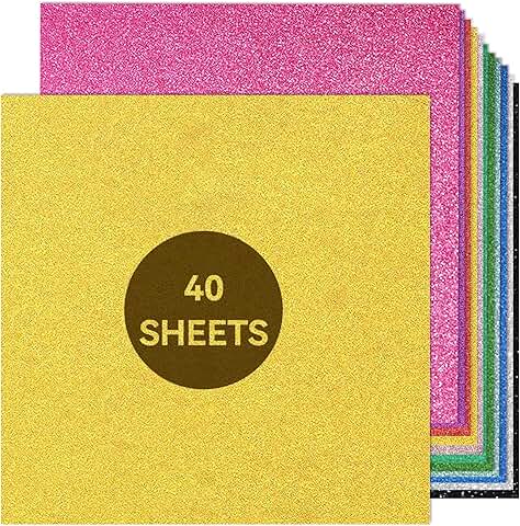 12x12 Glitter Colored Cardstock for Crafts, Scrapbooking