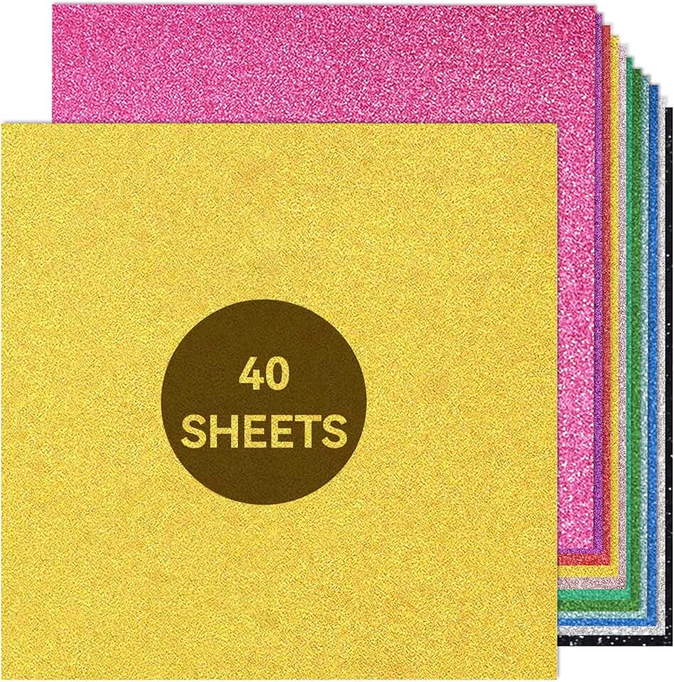 12x12 Glitter Colored Cardstock for Crafts, Scrapbooking