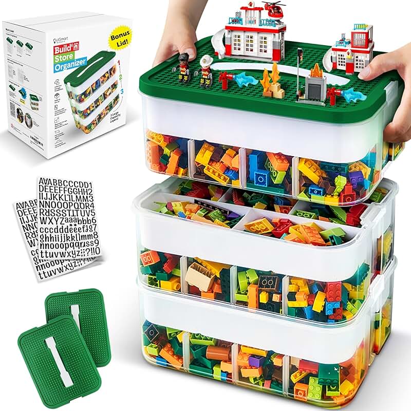 Stackable Toy Storage Bin with Adjustable Compartments