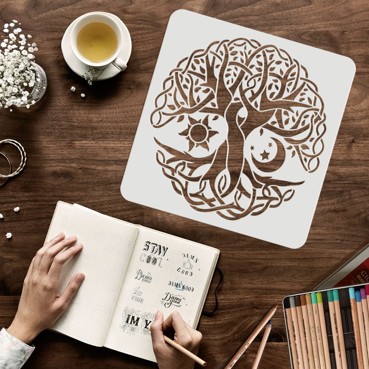 Celtic Tree of Life Art Painting Template 11.8x11.8 inch