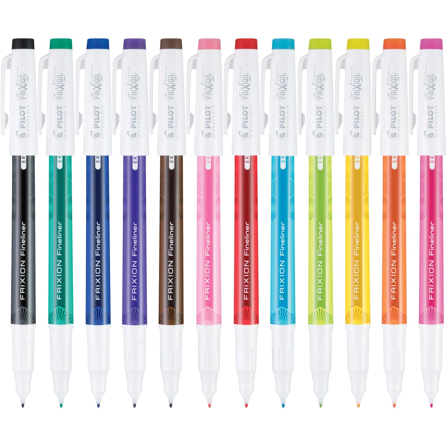 Erasable Fineliner Pens, 0.5 mm, Pack of 12, Assorted Colors