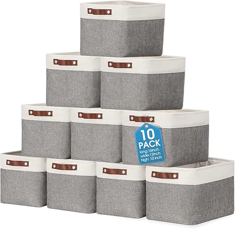 10 Pack Foldable Fabric Storage Bins with Handles