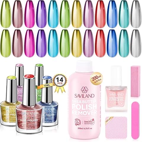 12-Color Metallic Nail Polish Kit with Remover and Tools