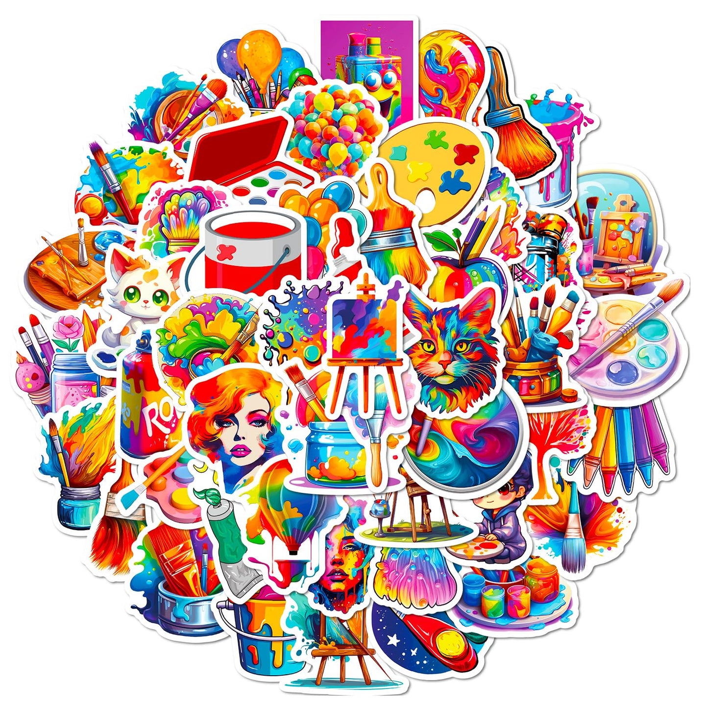50 Pack Colorful Waterproof Painting Stickers