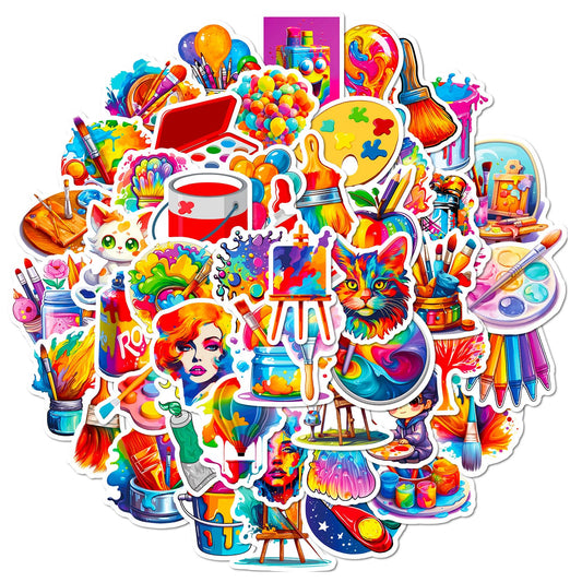 50 Pack Colorful Waterproof Painting Stickers
