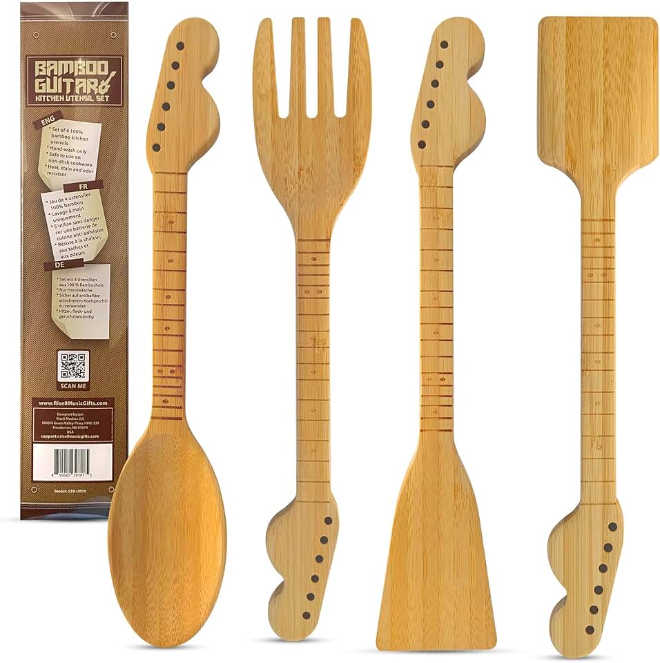 Bamboo Guitar-Themed Kitchen Utensil Set (4 Pieces)