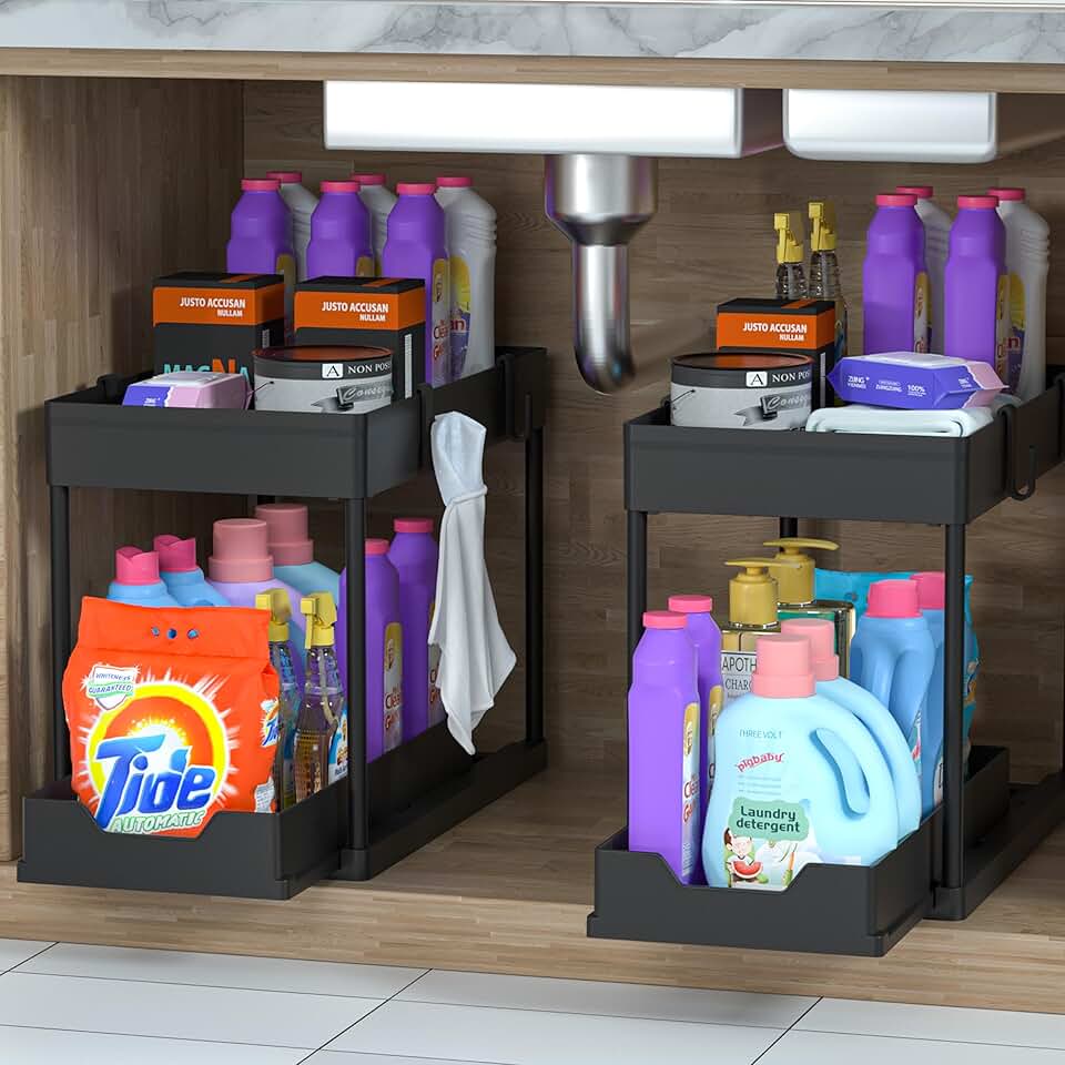 Two Under Sink Organizers with Sliding Baskets