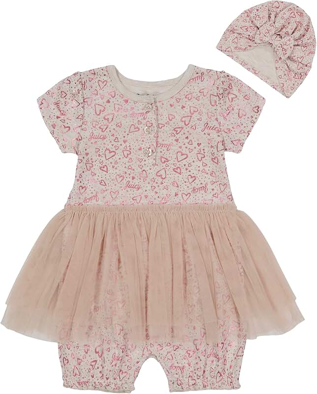 Baby Girls 2-Piece Romper Set, Oatmeal Heather, 18 Months