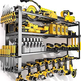 Heavy Duty Wall Mount Tool Organizer with Drill Holders