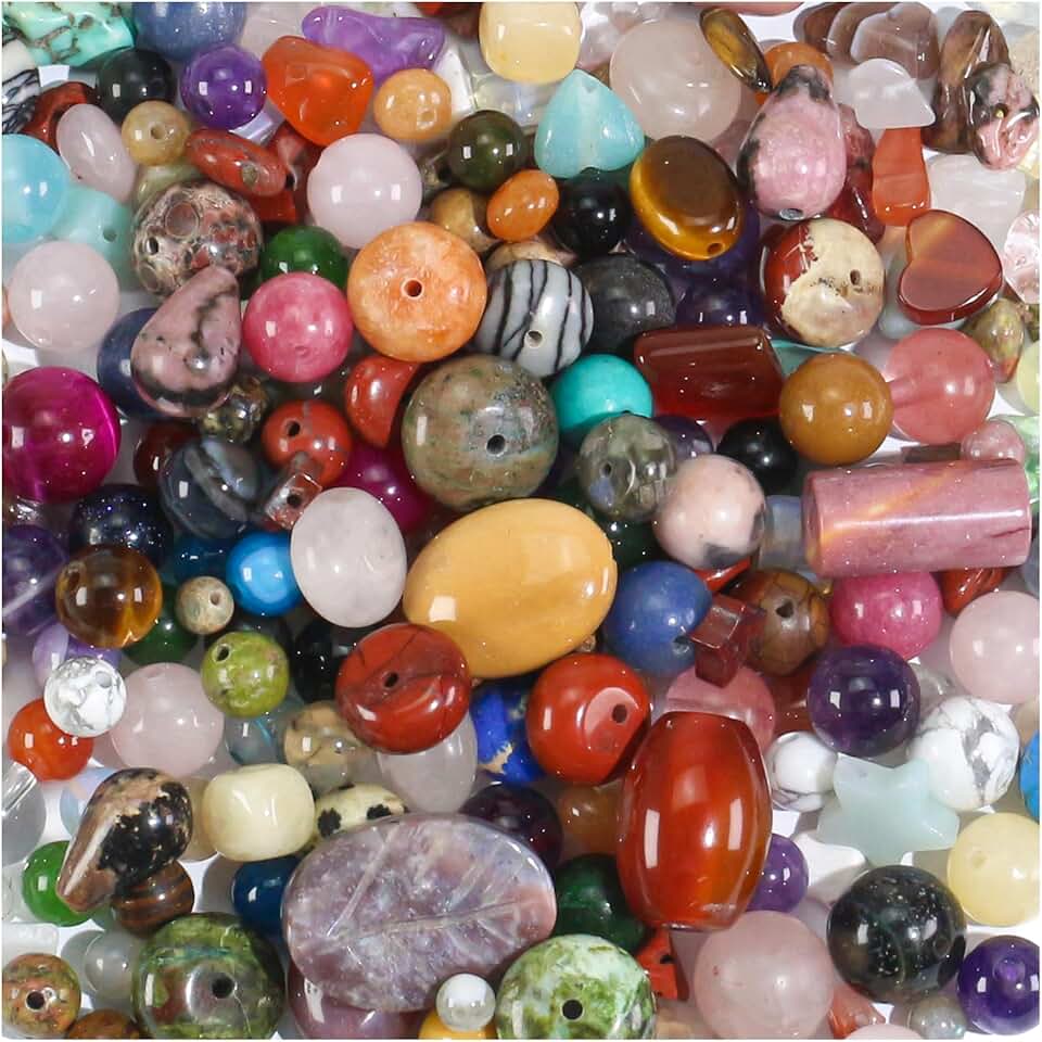 450 Pieces Assorted Natural Stone Beads for Jewelry Making