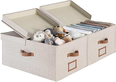 Large Fabric Storage Bins with Handles, 55L, 2-Pack