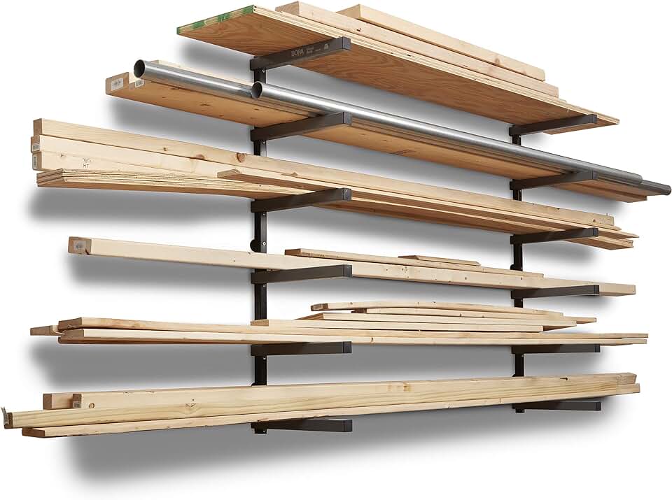 Wood and lumber storage rack with 6 levels