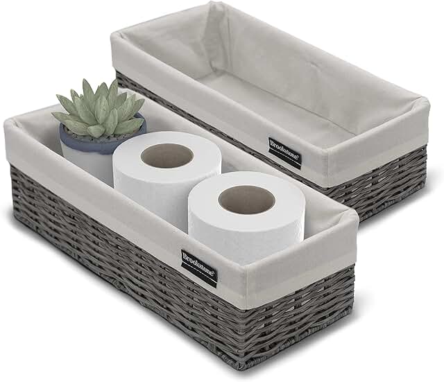 Wicker Shelf Storage Baskets, 2 Pack