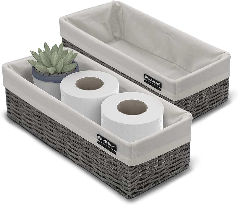Wicker Shelf Storage Baskets, 2 Pack