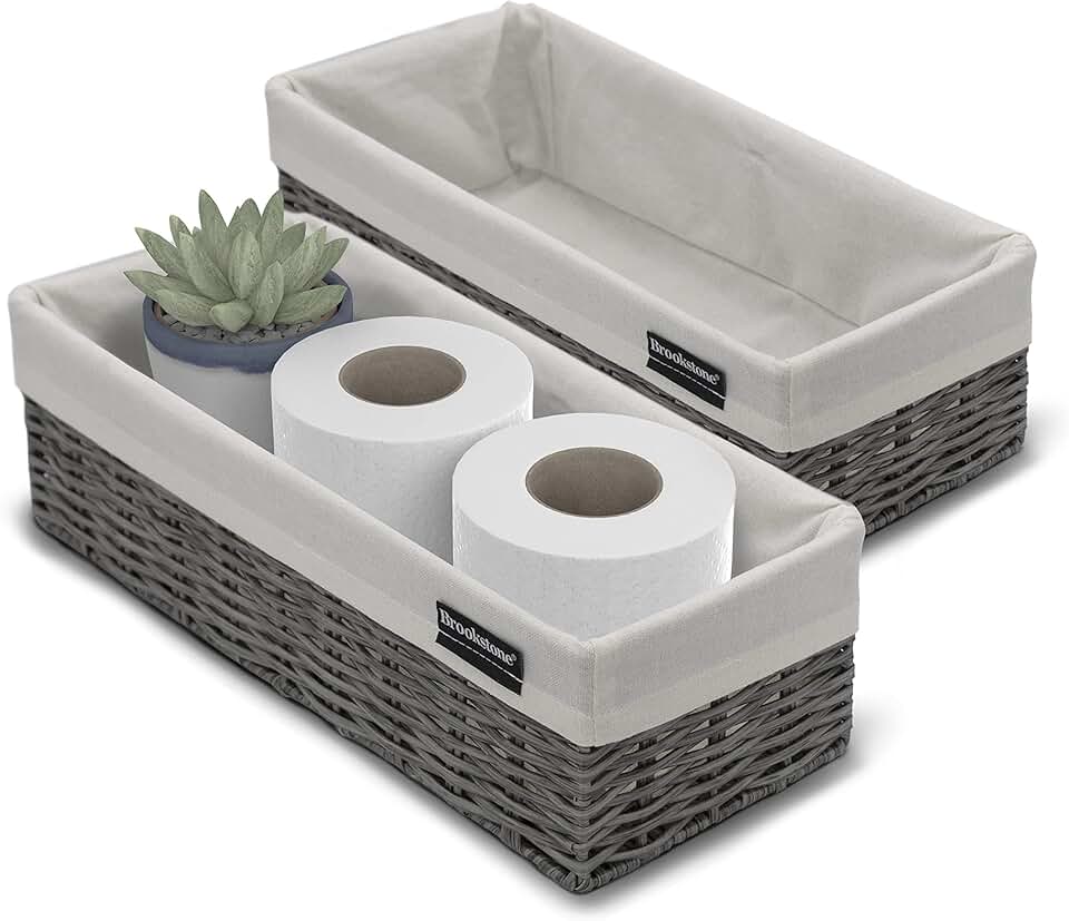 Wicker Shelf Storage Baskets, 2 Pack