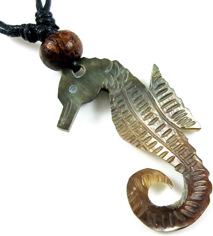 Hand Carved Seahorse Mother of Pearl Shell Necklace