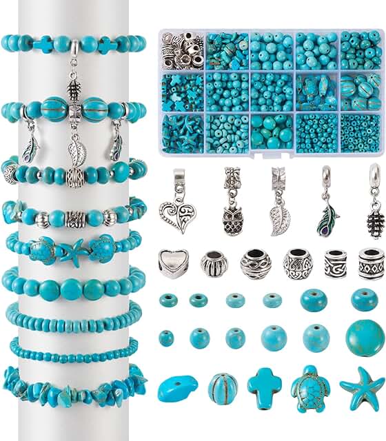 DIY Turquoise Beads Jewelry Kit with 820 Pieces