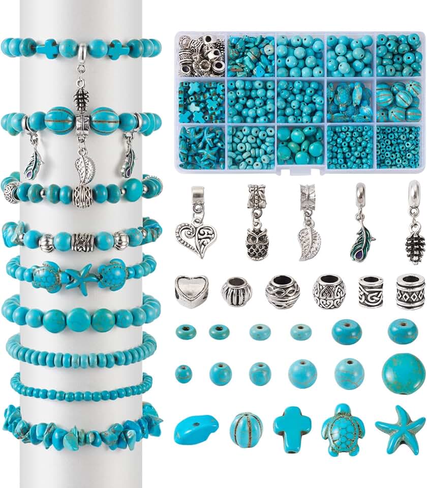 DIY Turquoise Beads Jewelry Kit with 820 Pieces