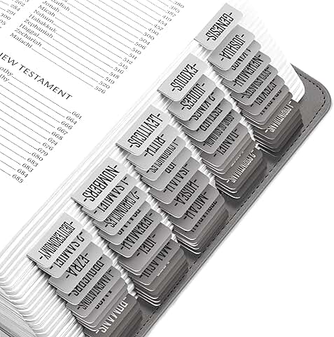 Light to Dark Gray Bible Tabs for Study, 80 Large Print