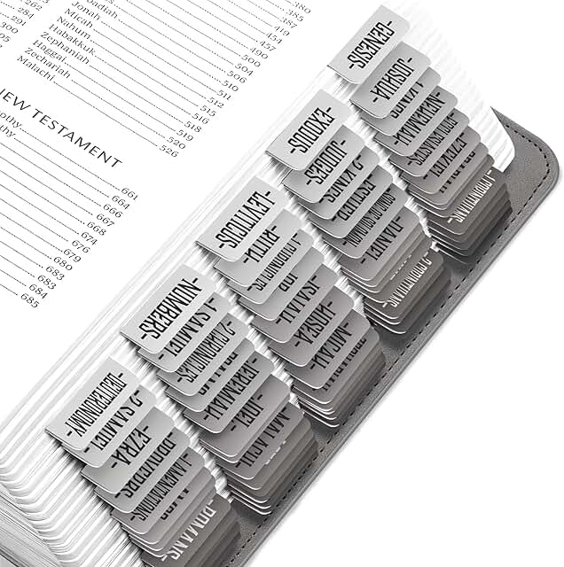 Light to Dark Gray Bible Tabs for Study, 80 Large Print