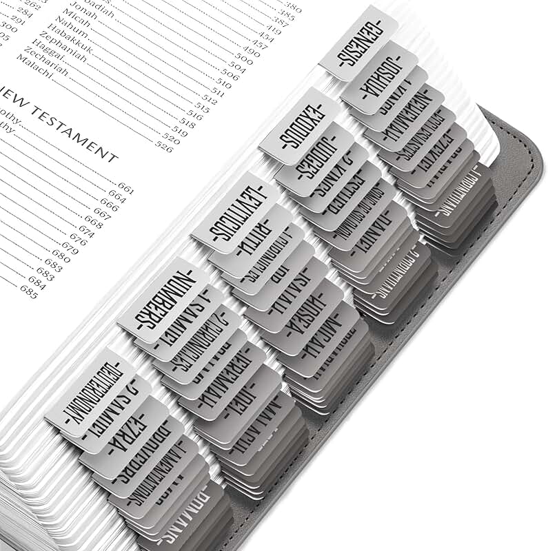 Light to Dark Gray Bible Tabs for Study, 80 Large Print