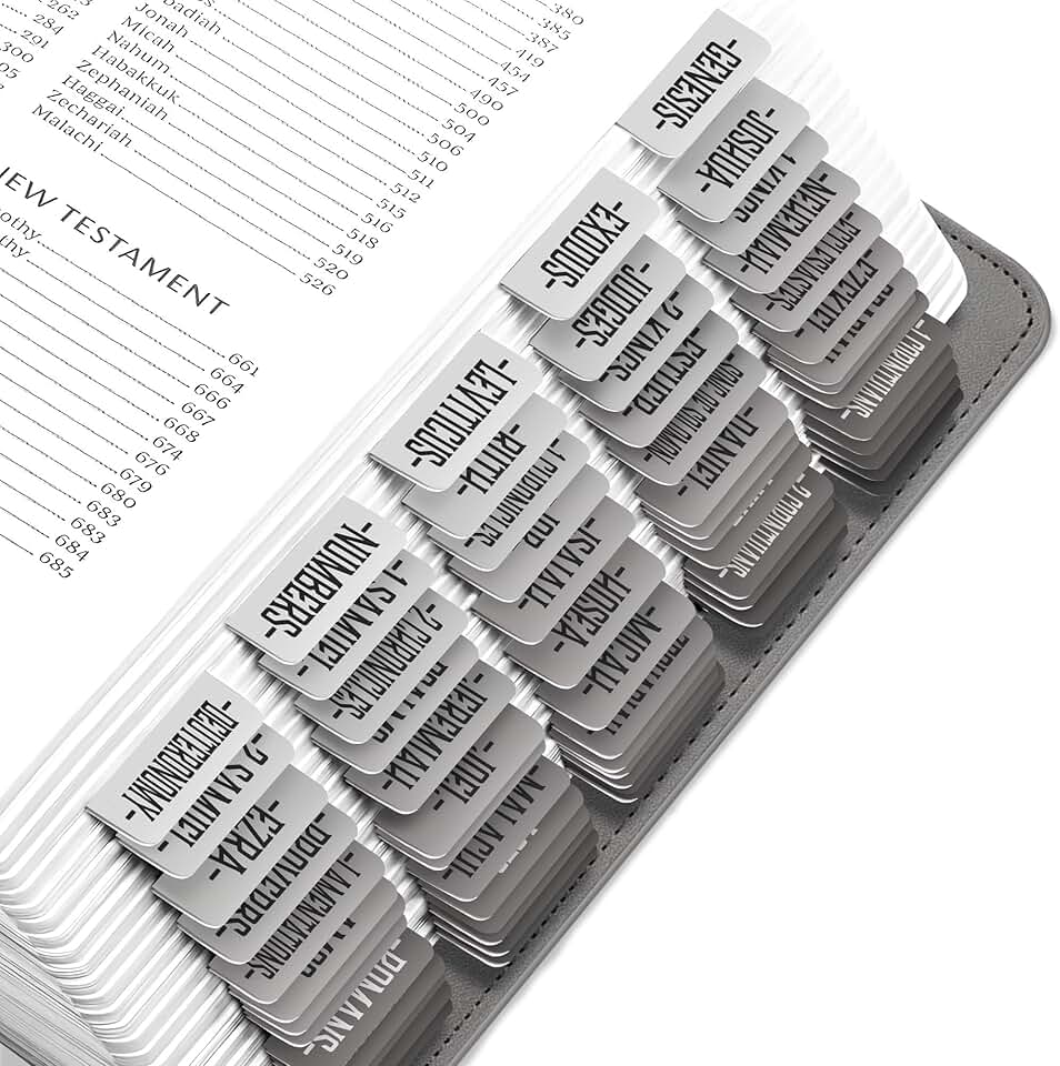Light to Dark Gray Bible Tabs for Study, 80 Large Print