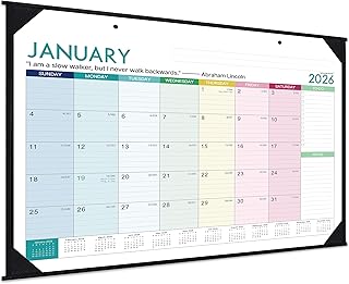 Large 2026 Desk Calendar with Ruled Blocks