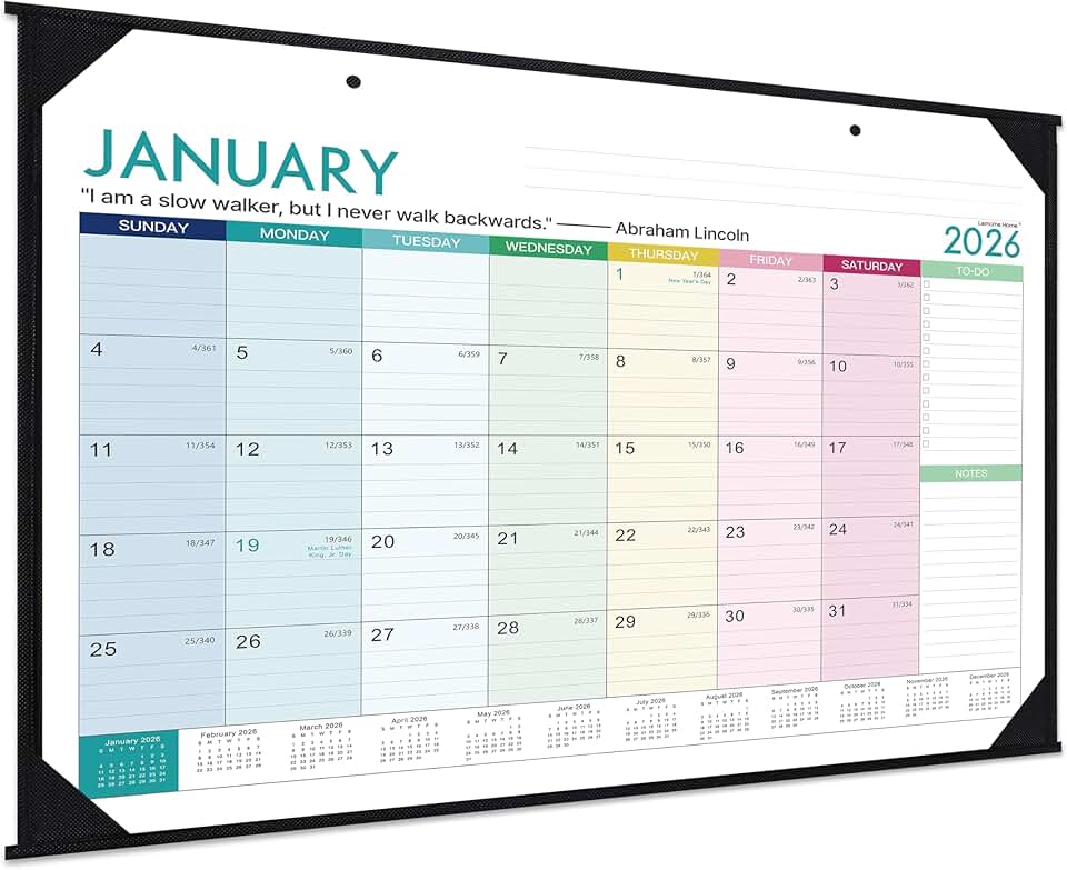 Large 2026 Desk Calendar with Ruled Blocks