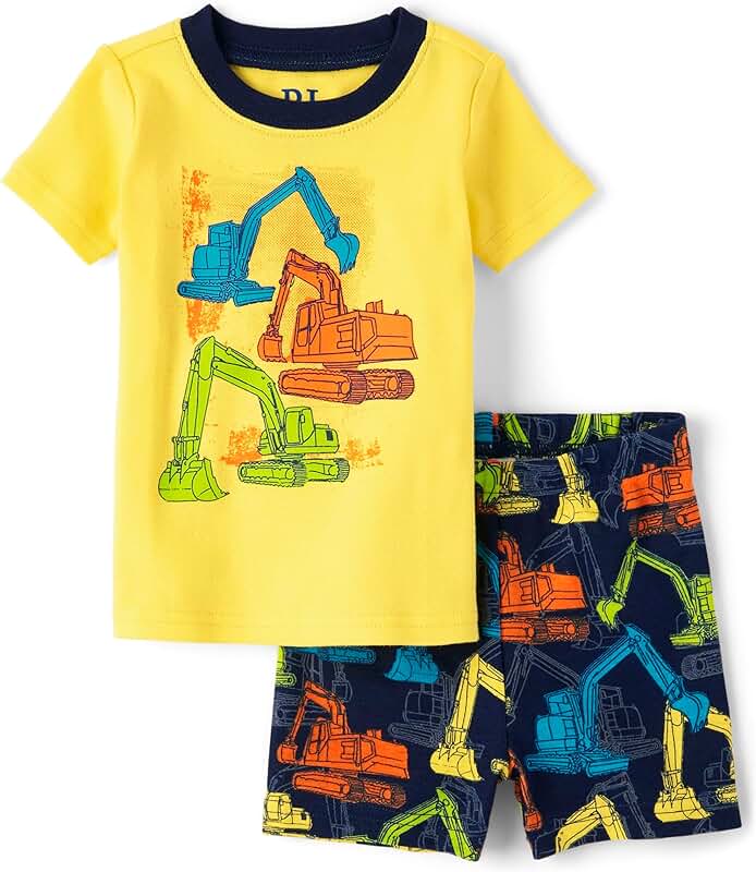 Baby Boys and Toddler Short Sleeve Top and Shorts Pajama Set