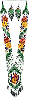 Long Beaded Boho Necklace with Tassel