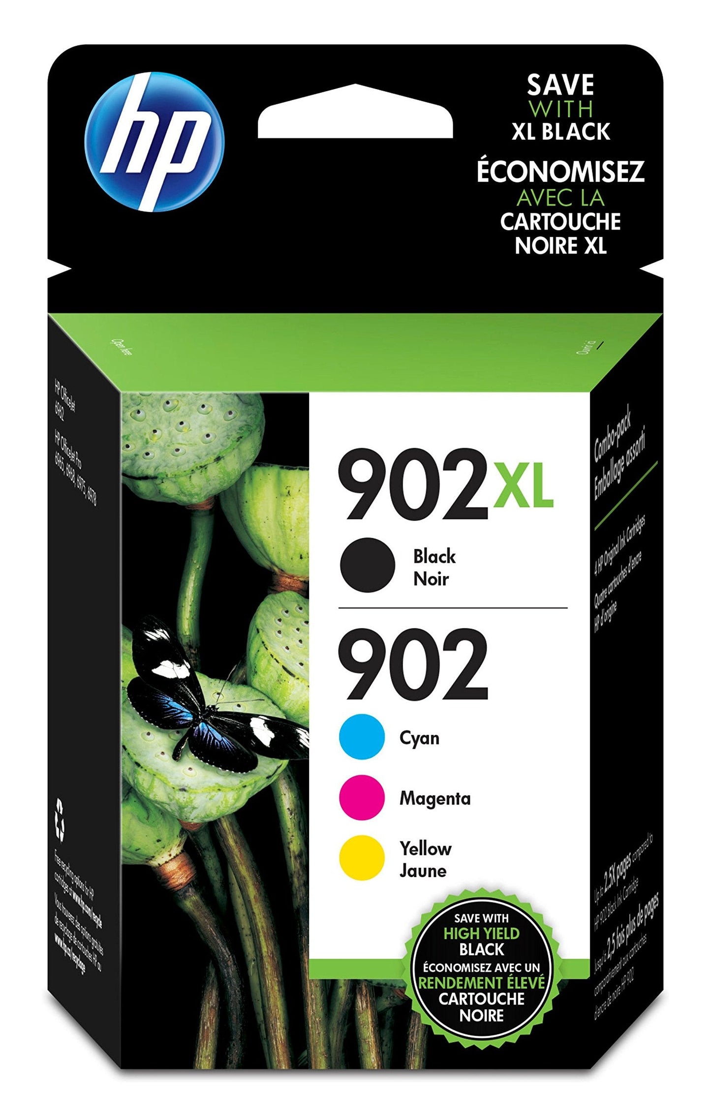 902 / 902Xl (T0a39an) Ink Cartridges (Cyan Magenta Yellow Black) 4-Pack in Retail Packaging