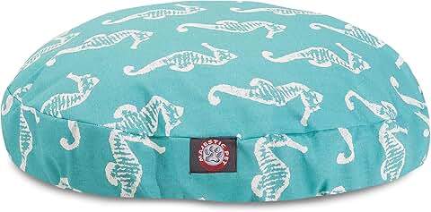 Large Teal Sea Horse Dog Bed with Washable Cover