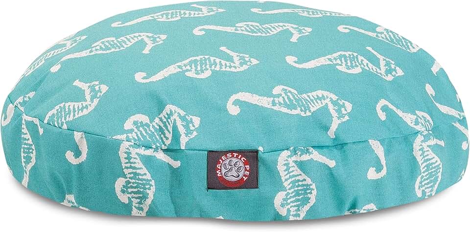 Large Teal Sea Horse Dog Bed with Washable Cover