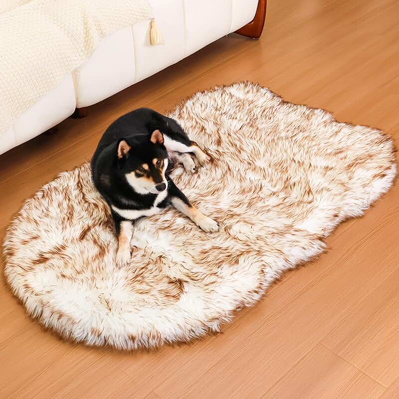 50-Inch Faux Fur Dog Bed for Large and Medium Dogs