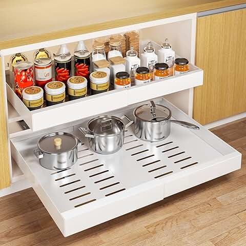 Pull Out Cabinet Organizer with Expandable Drawers