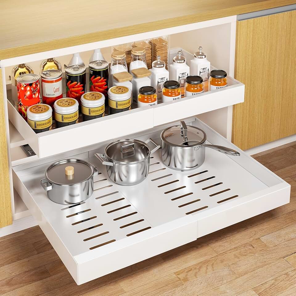 Pull Out Cabinet Organizer with Expandable Drawers